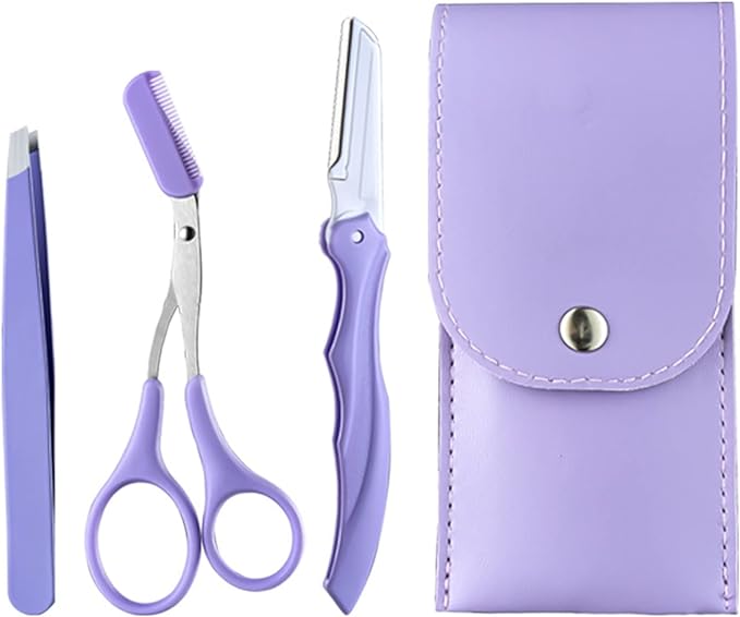 nalaina Eyebrow Set, Eyebrow Shaving (3 Piece Set), Eyebrow Kit, Eyebrow Scissors, Eyebrow Cutter, Eyebrow Scissors, Comb, Tweezers, Eyebrow Makeup Tool, Stainless Steel, Storage Bag Included, -  Australia