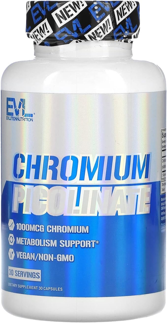 EVLution Nutrition, Chromium Picolinate, 1,000mcg, 30 Capsules - BeesActive Australia