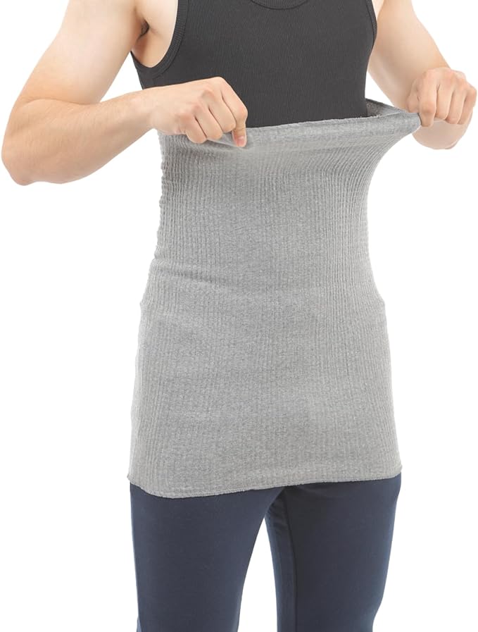 Tummy Wrap, Wide, Long, Men, Women, Dark Gray, Thin, Cotton, 19.7 inches (50 cm), For All Seasons, Loose - BeesActive Australia