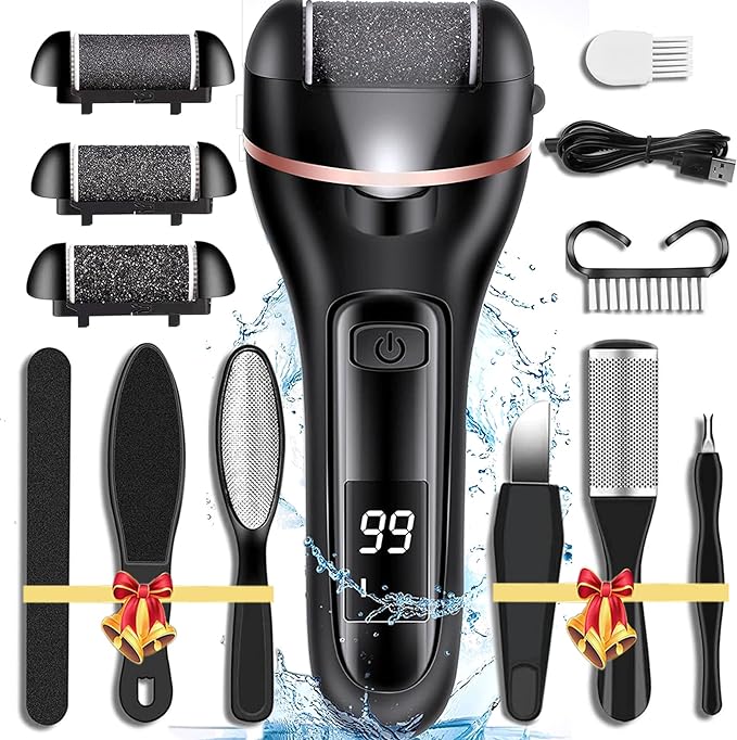 Foot Callus Remover 13 in 1 Professional Pedicure Tools Foot Care Kit Foot Scrubber Electric Foot Rasp Pedi for Hard, Cracked, Dry and Dead Skin 3 Rollers 2 Speed Battery Display -  Australia