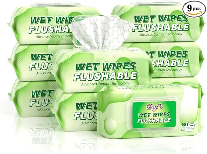 DAFI Flushable Wet Wipes for Adults, 80 Sheets x 9, Flushable Toilet, Thick, Lid, Soft, Flushable, Non-Alcohol, Fragrance-free, Nursing Care -  Australia