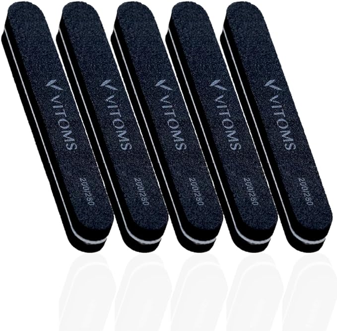 VITOMS Nail File, Nail Polish, Sponge File, Set of 5, Men's, Black (with Storage Pouch), Nail Care (BLACK) - BeesActive Australia