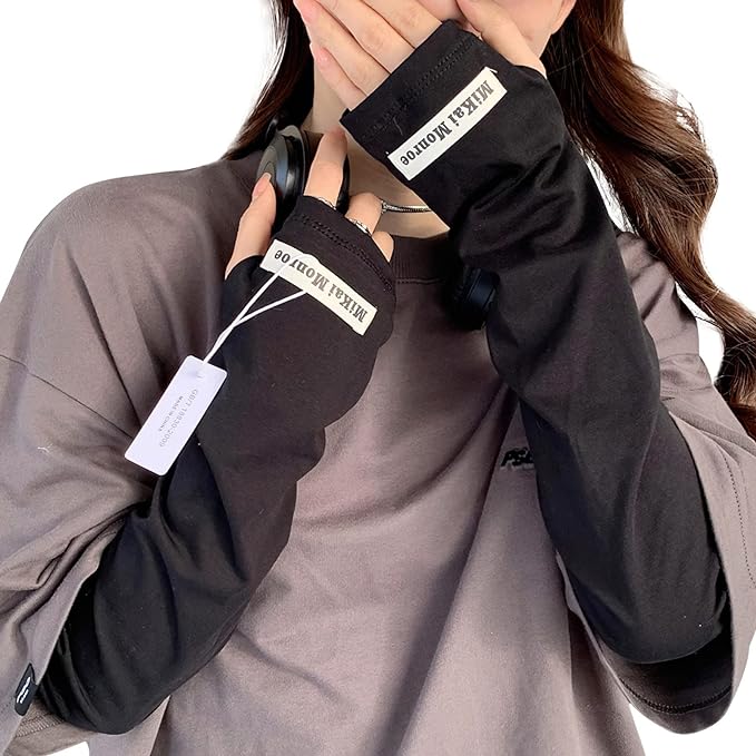 SLEEPSINERO Women's Arm Cover, Cute, UV Protection, Summer, Arm Sleeve, Sunscreen to the Back of the Hand, UV Protection, Cooling Sensation, Loose, UPF 50+, UV Protection, Cute, Long Length, With Finger Holes, Anti-slip, UV Arm Cover, All Seasons - BeesActive Australia