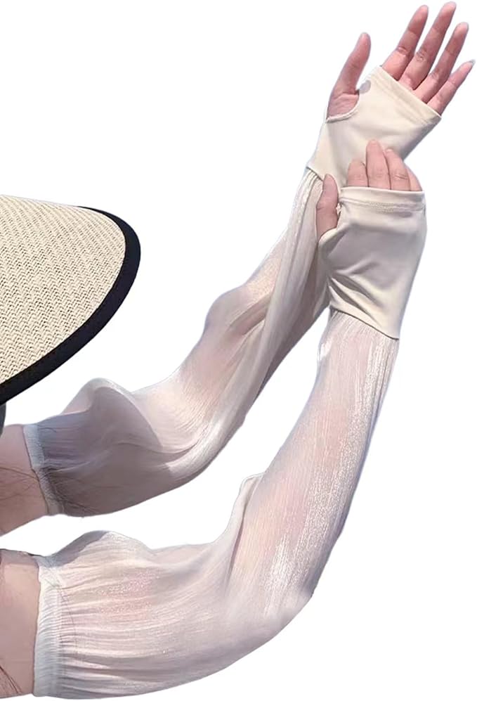 UV Protection Arm Cover, Ice Silk Arm Cover, Women's Arm Cover, Cool to Touch, Summer, Cool, Sweat Absorbent, Quick Drying, Breathable, Loop, Stretchy, Easy to Remove, UV Protection, Comfortable, Sunscreen, Gloves, Stylish, Cute - BeesActive Australia