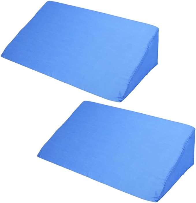OgbGrace Triangular Mat, Positioning Cushion, Moderate Hardness, Stability, Washable Cover, Foot Lift, Prevents Bedsores, 2 Pieces (Blue) - BeesActive Australia