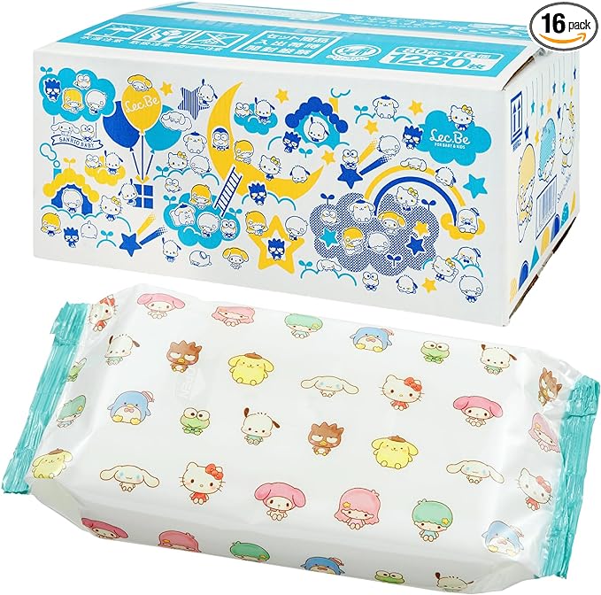 Sanrio 99% Pure Water Wipes, Soft Sheet, 80 Sheets x 16 Pieces (1280 Sheets), Made in Japan -  Australia