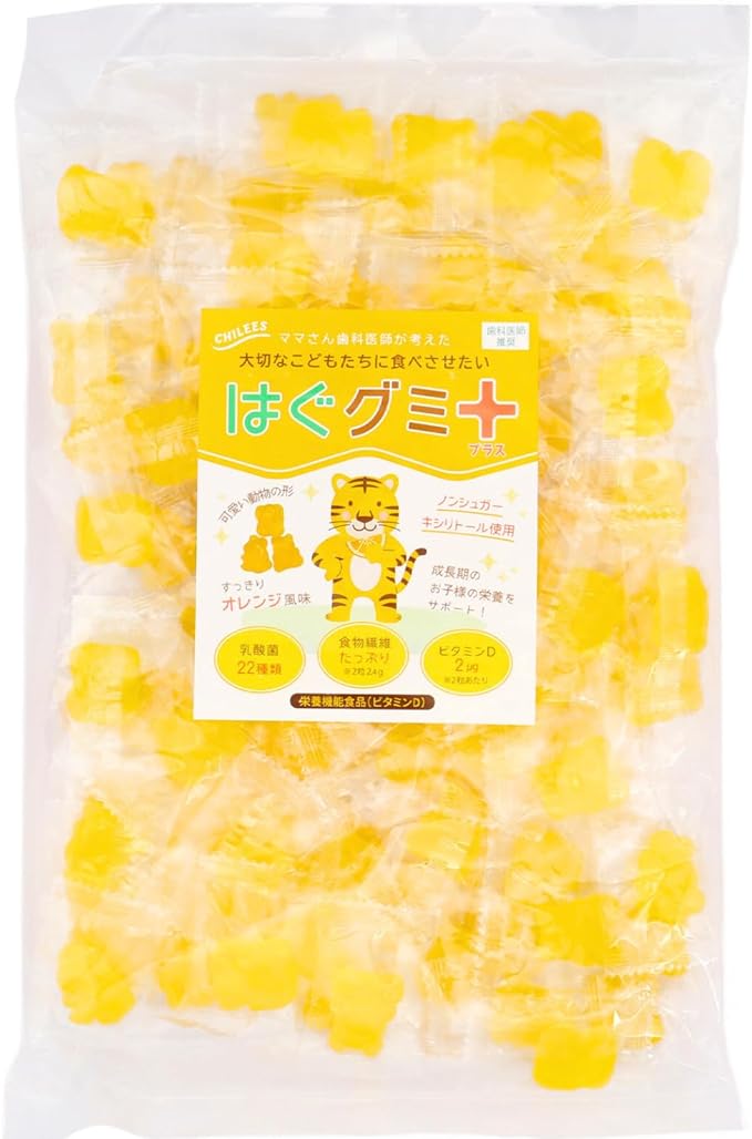 Hug Gummy Plus, Orange Flavor, Nutritional Function Food, Vitamin D, Lactic Acid Bacteria, Dietary Fiber, No Sugar, 100% Xylitol (100 tablets) - BeesActive Australia
