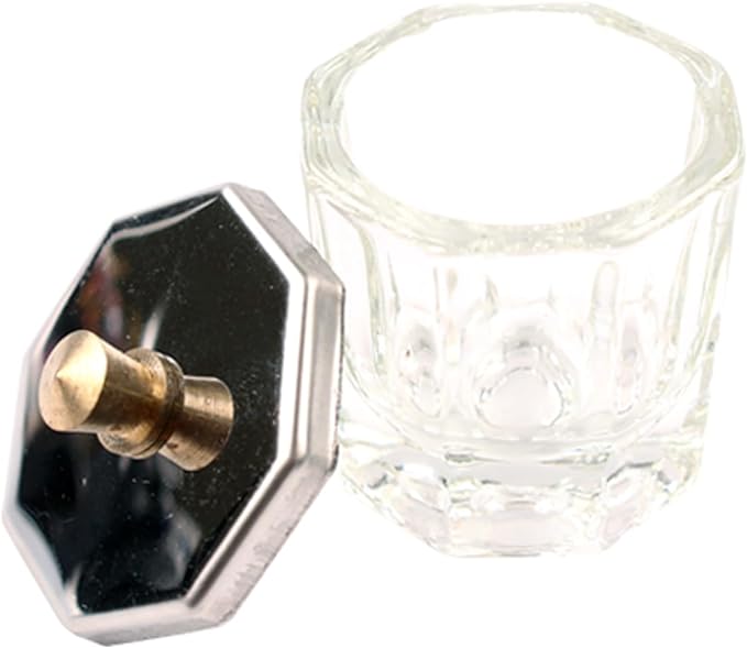 Official Petit Pla Dappen Dish (Glass) | Gel Gel Nail Acrylic Sculpt Brush Care Dappen Dish Liquid with Lid - BeesActive Australia