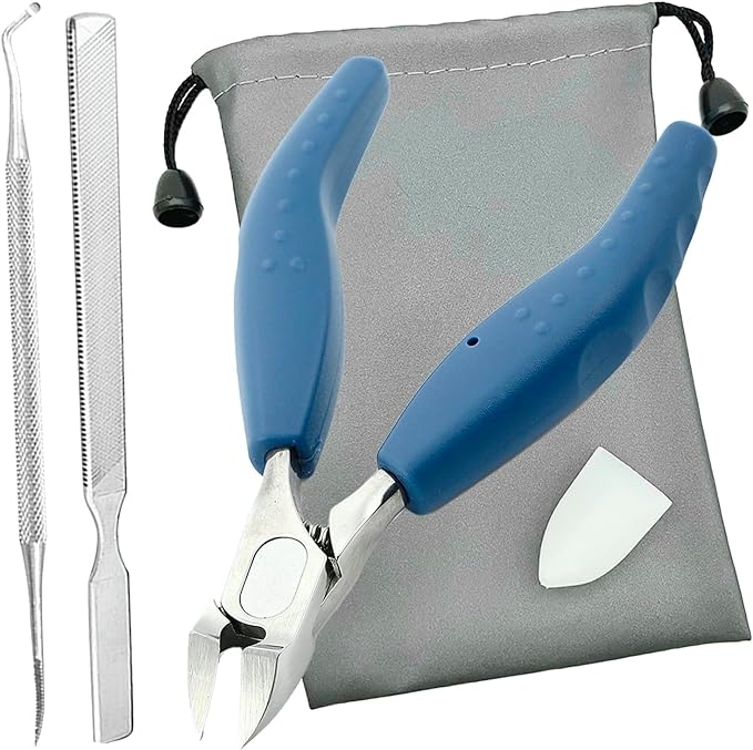 Dermatologist Supervised Nail Clippers Nippers for Feet Stainless Steel Nipper Nail Clippers Nail File Zonde Thick Nails (Blue) - BeesActive Australia