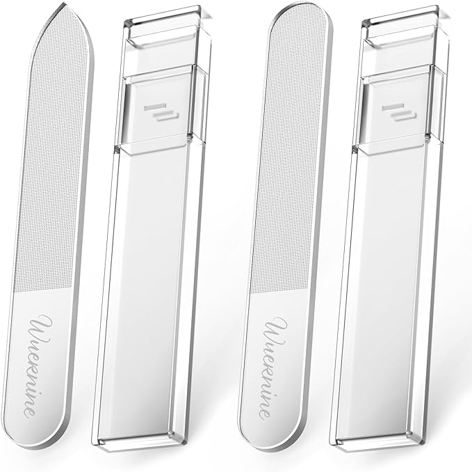 wuernine Nail File, Nail Polish, Nail File, Glass, Nail File, Polished, Shiny, Set of 2, Double-Sided Type, Nano Scale, Storage Case Included - BeesActive Australia
