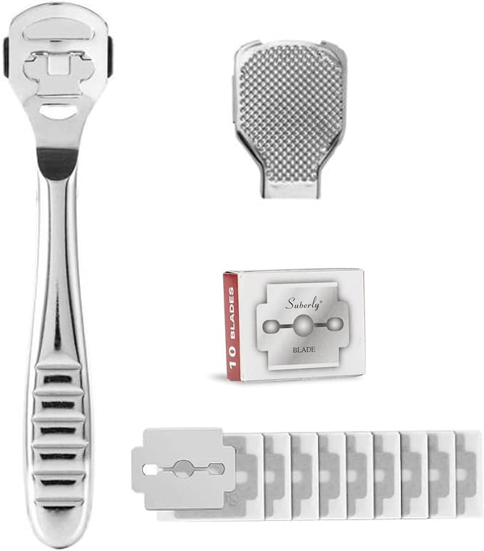 Samcos Exfoliating Sharpener, Cleaning Blade 1 Set, Stainless Steel Cutter, Heel Exfoliating, Exfoliating Care Set, Foot Eye / Exfoliating, Heel File, Beauty Foot, Includes 10 Replacement Blades - BeesActive Australia