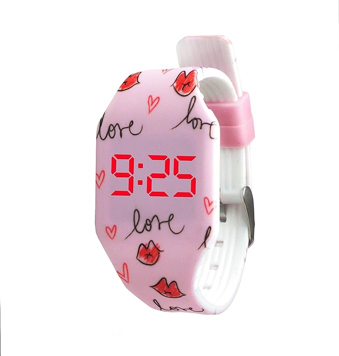 Kiddus Wristwatch, Kids, Children, Toddler, Elementary School Student, Stylish, Boys, Girls, Present, Gift, Gift, Christmas, Digital Time, LED Watch, Soft Silicone Bracelet, love heart -  Australia