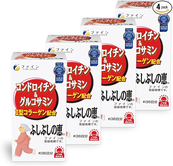 Fine chondroitin & glucosamine Fushibushi no Megumi 36 days supply (545 tablets) x 4 set Contains soy isoflavones and type 2 collagen supplement Domestic production - BeesActive Australia