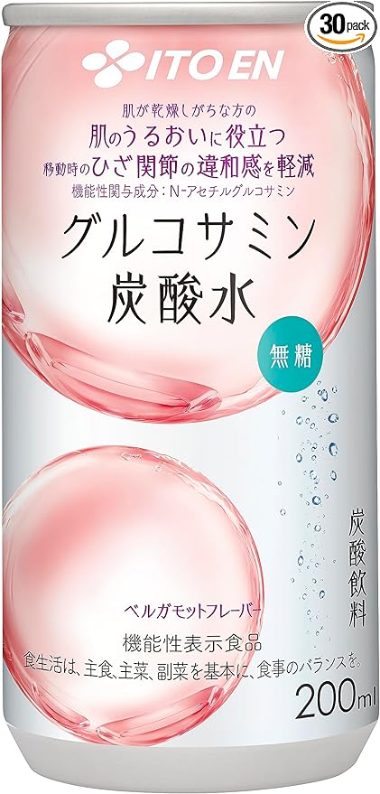 Itoen Glucosamine Carbonated Water Can, 6.8 fl oz (200 ml) x 30 Bottles (Food with Functional Claims) - BeesActive Australia
