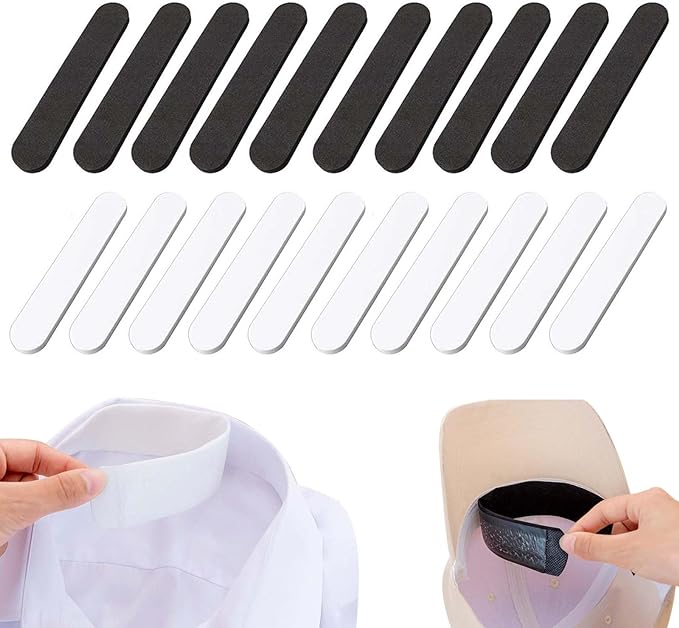 Hat, Sweat Absorbing Pad, 20 Pieces, Hat, Sweat-absorbing Pad, Disposable, Stain Prevention Band, Sweat Absorbent, Stain Prevention, Hat, Helmet, Forehead, Shirt, Collar (Black/White) -  Australia