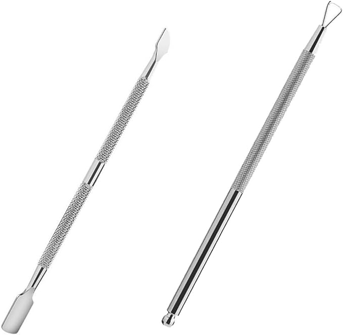 Cuticle Pusher Cuticle Pusher Metal Pusher Nail Scraper Stainless Steel Cuticle Removal Tool Nail Tool Nail Stripping Stainless Steel Waterproof Anti-Slip Great for Nail Polish Gel Nail Pack of 2 - BeesActive Australia