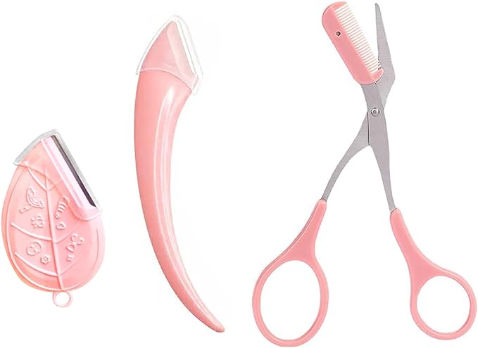 Eyebrow Scissors, Eyebrow Set, 3 Piece Set, Eyebrow Scissors, Eyebrow Makeup Tool, For Beginners, Face, Razor, Eyebrow Set, Eyebrow Tool, Stainless Steel, For Travel, Business Trips, Men's, Women's, -  Australia