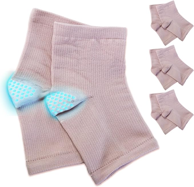 Heel Socks, Heel Care, Moisturizing Heel Socks, Women's, One Size Fits Most, Set of 3, Cracked, Horny Heel Cream, Moisturizing, Pink, Gray (Pink) - BeesActive Australia