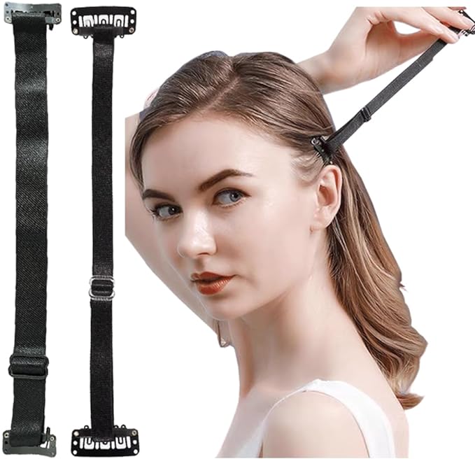 Lift Patch Strap for Hair, Lift Band, Face Lift, Eye Wrinkles, Face Line, Raise Face, Quick Action, Inconspicuous, Clip Included, Small Face, Belt, Facial Beauty, Goods, Unisex, Set of 2 (Black) -  Australia