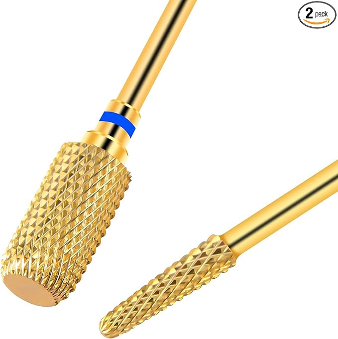 CGBE Nail Bit 2 Pcs Nail Drill Bit 0.09 inch (2.35 mm) Shaft Diameter Gold Nail Machine Bit Carbide Nail Drill for Nail Polish Cuticle Removal Gel Off Cylinder + Shade (Medium) -  Australia