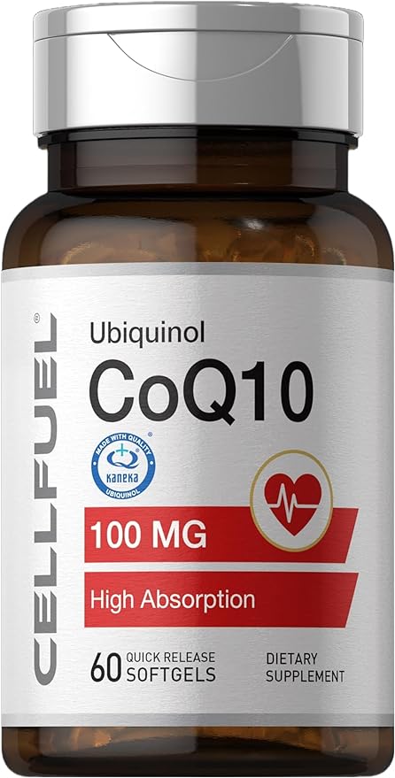 CoQ10 Reduced Coenzyme Q10 (raw material Q10 is 100% manufactured by Kaneka) 1 tablet 100mg per day 60 tablets 60 days supply Contains lecithin Large capacity nutritional supplement CELLFUEL from NY - BeesActive Australia