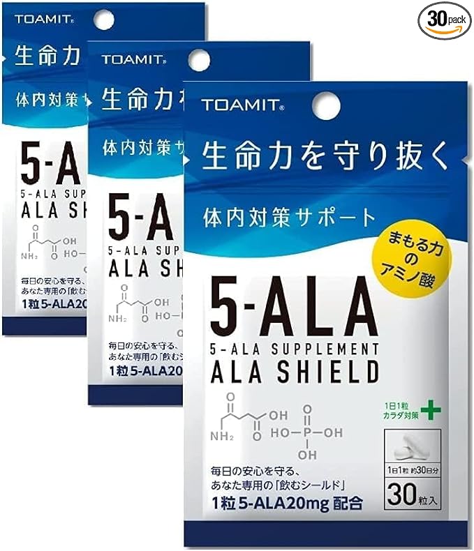 ALA SHIELD 5-ALA Supplement Made in Japan ALA SHIELD 5-aminolevulinic acid 30 tablets 20mg per tablet (3 bags) - BeesActive Australia