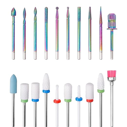 Wolfride Drill Bit for Nail Machine, Nail Drill Bit Set, 0.09 inches (2.35 mm), Shaft Diameter, Diamond Grinding Bit, Nail Polishing, Nail Care, Cuticle Treatment, Nail Machine Bit, Nail Polishing - BeesActive Australia