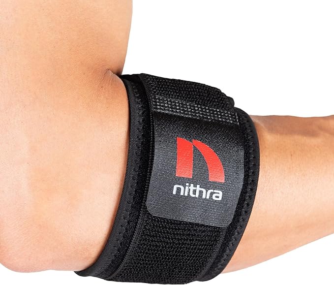 Nithra Elbow Support Elbow Band [Recommended by Chiropractor] Compression Black Sports Daily Life Baseball Tennis Golf Unisex Unisex (L/XL Size) - BeesActive Australia