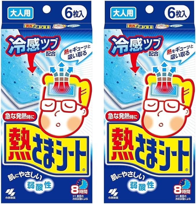 Kobayashi Pharmaceutical Heating Sheet, For Adults, Cooling Sheet, 6 Sheets x 2 Boxes, Fever, Gentle on the Skin, Weak Acid, Cold Pita - BeesActive Australia