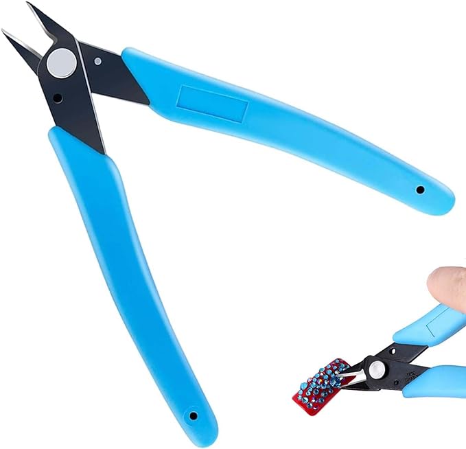PAVIKE Nail Art Cutter Nipper Tool Gel Nail Nipper V-Cut Nail Clippers Nail Salon Parts Cutter Suitable for Removing Rhinestones, 3D Jewelry Parts(Blue) - BeesActive Australia