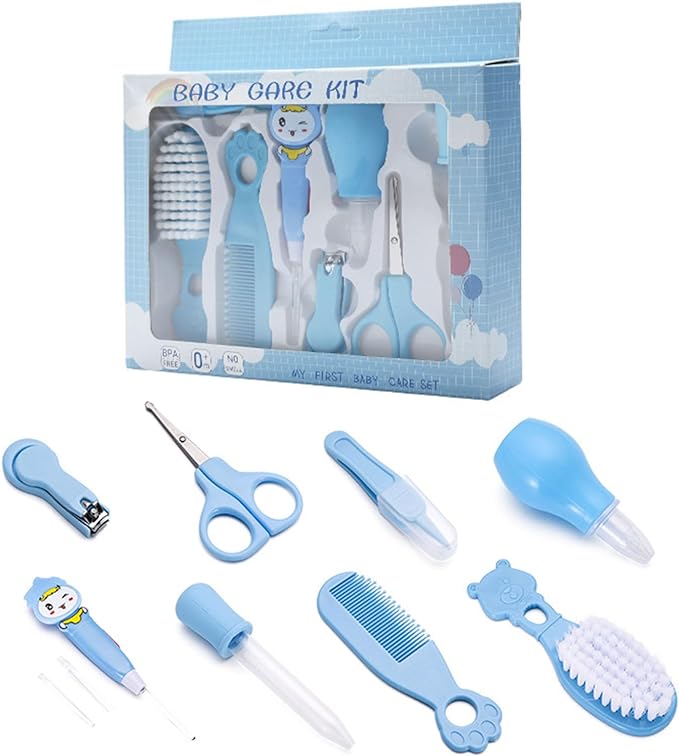 RUISINERY Grooming Brush 8Pcs Baby Health Care Kit Infant Nail Trimmer Hair Comb Grooming Brush Newborn Feeder Infant Care Essential Products - BeesActive Australia