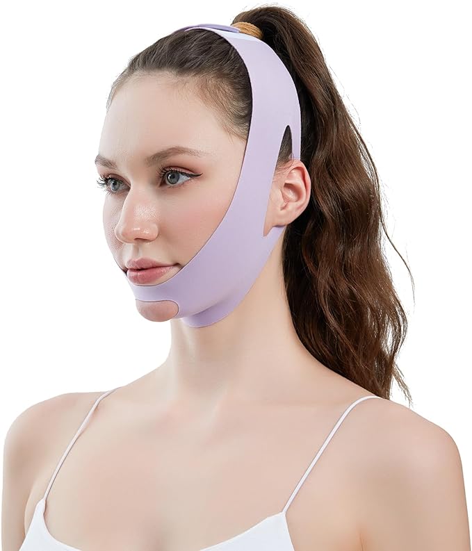 YINGMAN Face Slimming Lift-Up Mask for Small Face Correction and Face Line Support, Double Chin Relief to Nasolabial Line Care (Purple) -  Australia
