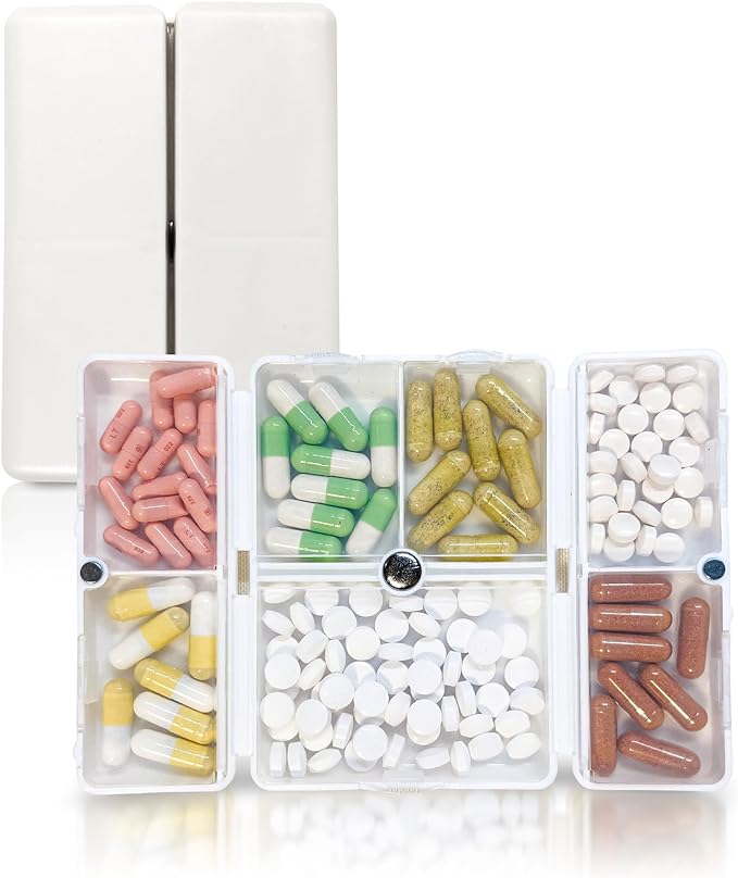 Mizuku Pill Case, Safe Case, Medicine Case, Supplement Case, Supplement Case, Portable, Large Capacity, Cute, White - BeesActive Australia