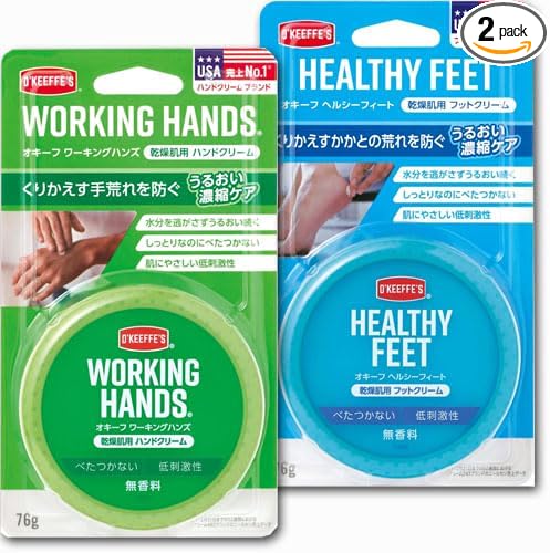 O'Keeffe's Working Hands, 2.6 oz (76 g), Foot Cream for Dry Skin, 2.6 oz (76 g), Heel Set (4972444018506+4972444028513) - BeesActive Australia