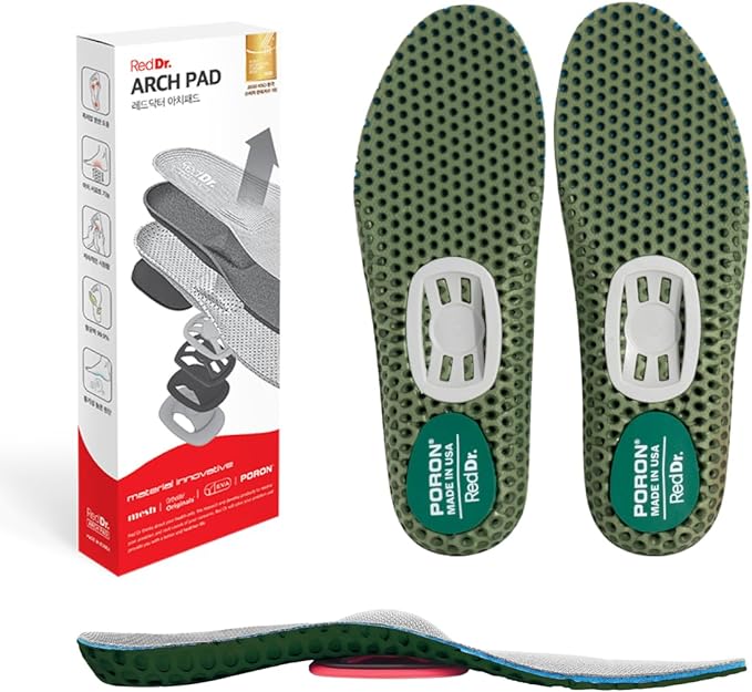Red Doctor Insole, Footbed Cushion, Shock Absorption, Plantar Fasciitis, Arch Support, О Leg, X Leg Corrective Insole, XS (M: 25 - 26.5) - BeesActive Australia