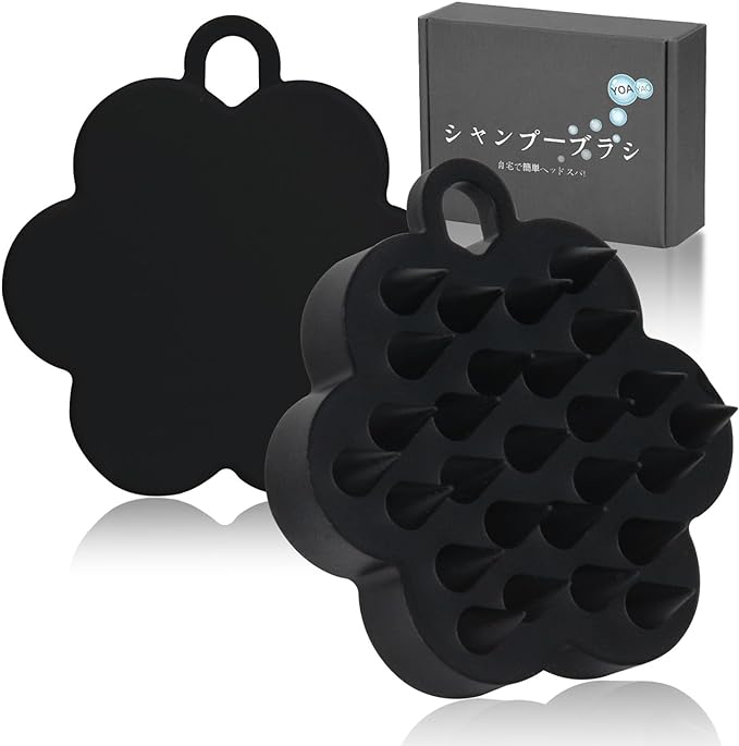 YOAYAO Shampoo Brush (Recommended by Hair Diagnosticians), Scalp Massage, Silicone, Head Massage, Scalp Brush, Scalp Care, Easy to Hold, Birthday Gift (Black) - BeesActive Australia