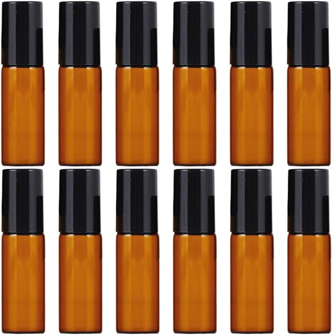 I'm so happy Roll-on Bottles 5ml Blackout Refill Containers Glass Transparent Atomizer Perfume with Funnel Set of 12 (5ml) -  Australia