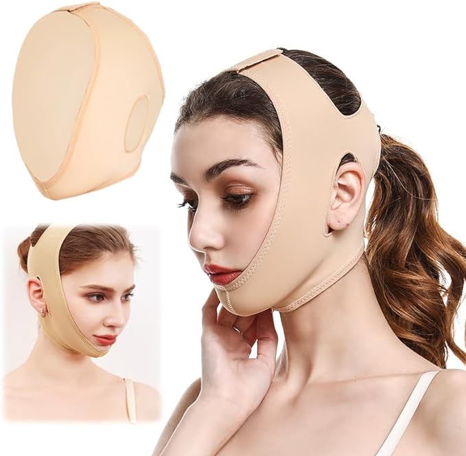 AAGWW Face Line Band, Anti-Wrinkle, Chin Lift, Cheek Lifting, Small Face Slack, Face Lifting, Beauty Tool (Product Contents: Face Slim Belt, Skin Color, Medium Size, 1 Piece Set) -  Australia