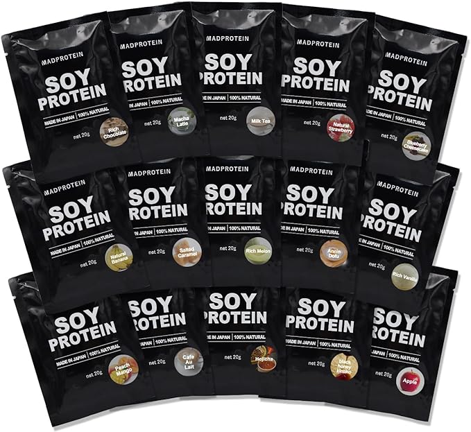 MADPROTEIN Soy Protein, No Artificial Sweeteners, Made in Japan, Soybean Plant Protein (All types to try, 20g x 15 bags) - BeesActive Australia