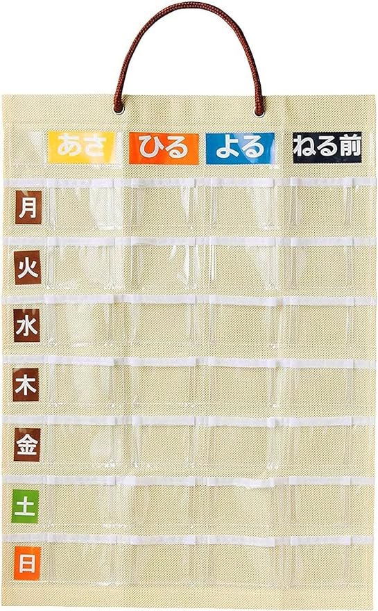 Medicine Calendar, Wall Type, Medicine Pocket, Antibacterial Pocket with Gusset, Convenient Storage Pocket, Easy to Take Out Medicine, Gusset, 4 Times a Week, Approx. 14.6 x 19.7 inches (37 x 50 cm) - BeesActive Australia