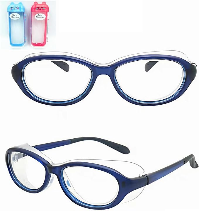 [FOROMONE] Children's Pollen Glasses Hay Fever Blue Light Cut Glasses Non Prescription 2-in-1 2WAY Goggles Shield Glasses Washable Dry Eyes UV Protection PC UV Dust Dustproof PM2.5 Virus Children Splash Prevention Cute Case Included -  Australia