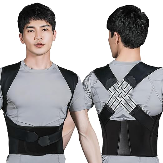 Smato Posture Support Belt, Hunchback Belt, Large Size, No Pain in the Armpits, For Men, Inconspicuous, Back and Stomach Area, Waist, Hips, Back Muscles, Shoulders, Freely Adjustable, Unisex (M) - BeesActive Australia