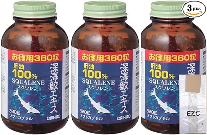 Set of 3 Orihiro deep sea shark extract capsules for value (360 capsules) + original plastic bag included - BeesActive Australia