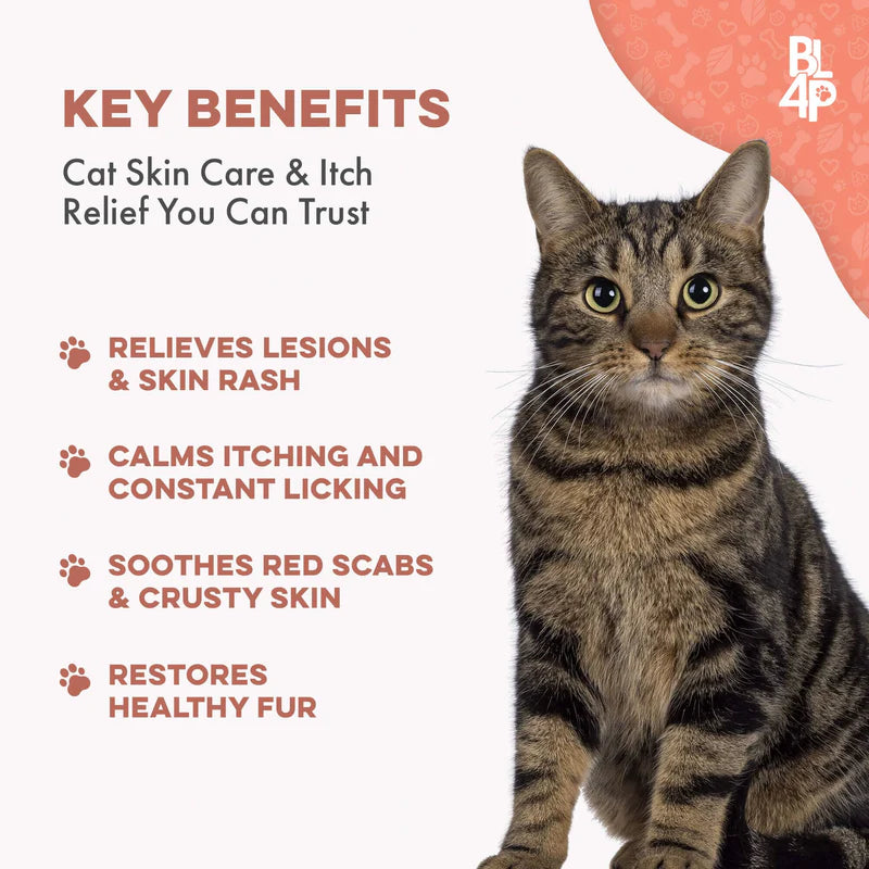 BestLife4Pets Demodectic Mange and Scabies Relief for Cats - Ear Mites & Itch Relief Supplements for Cat Itching Relief - Restores Healthy Feline Coat and Skin - Easy to Use Natural Pills - BeesActive Australia