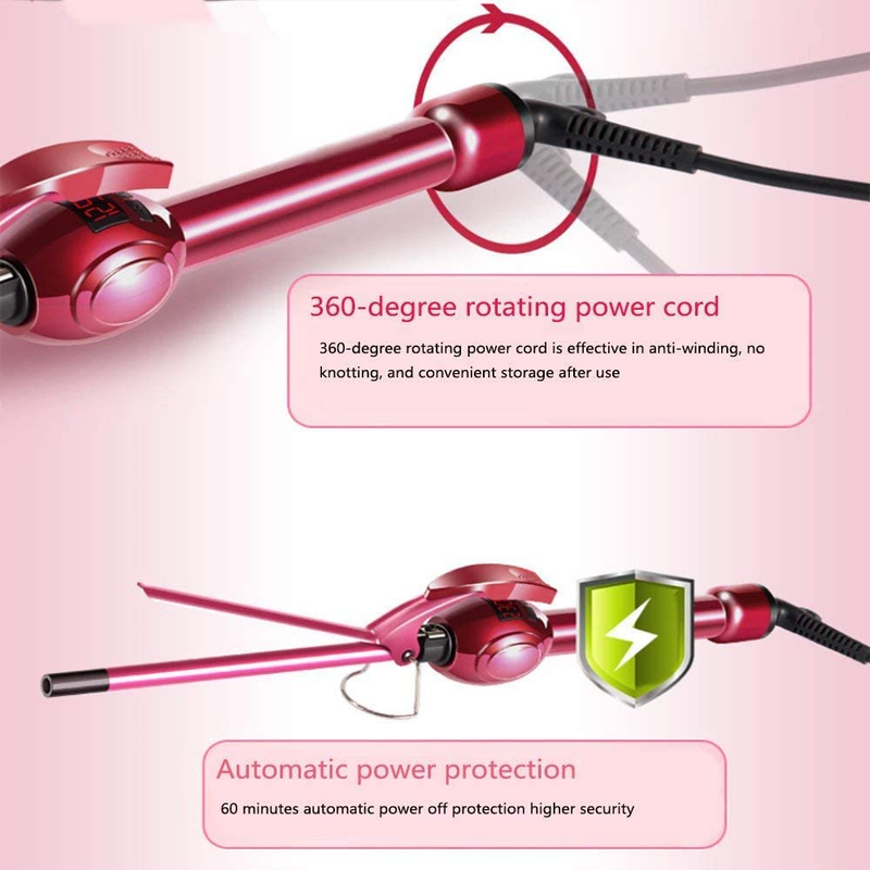 iGutech Curling Tongs, Super Tourmaline Ceramic Barrel Curling Iron, 9mm hair curlers, Unisex for Men Women Kids - BeesActive Australia