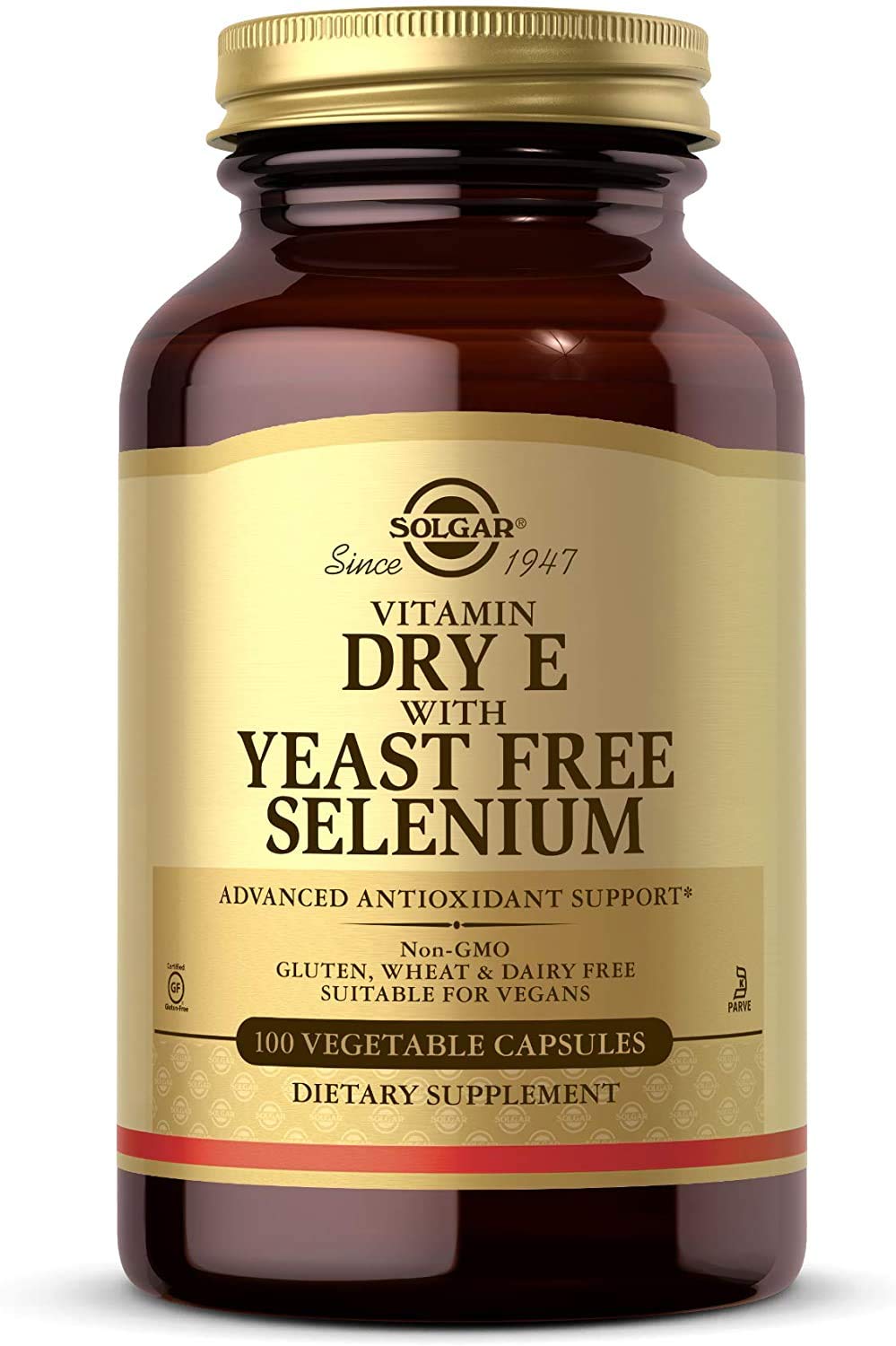 Solgar Vitamin E with Yeast Free Selenium Vegetable Capsules - Pack of 100 - Hair and Nails - Vegan - BeesActive Australia