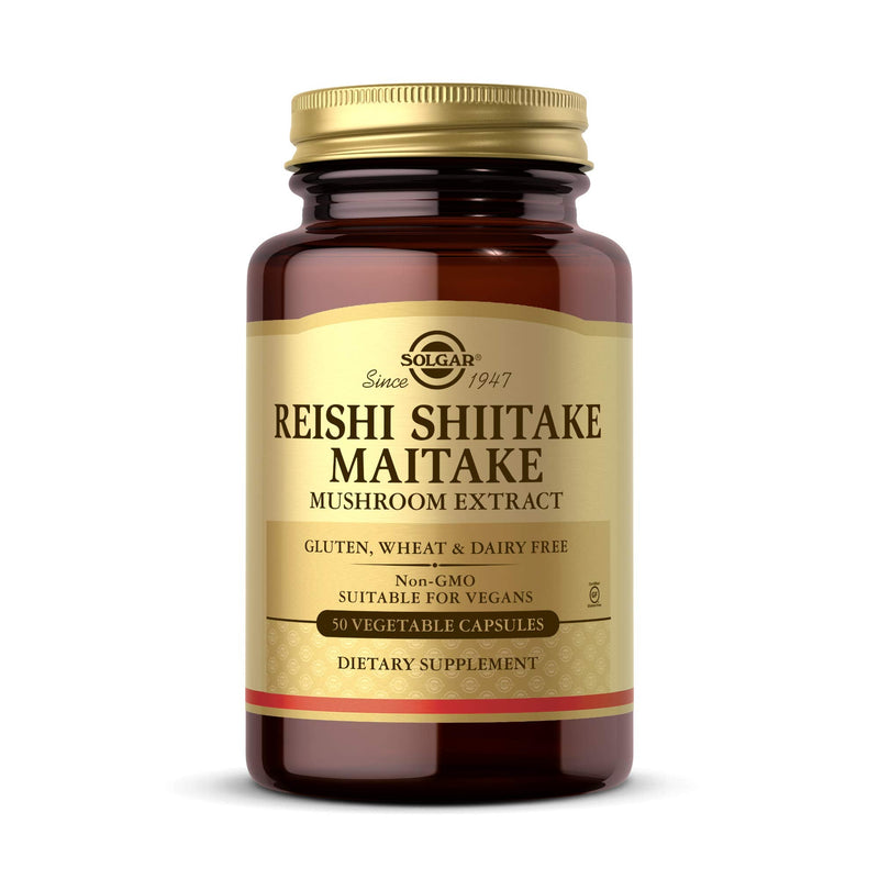 Solgar Reishi Shiitake Maitake Mushroom Extract - Vegetable Capsules - Pack of 50 - Combination of Japanese Mushrooms - Gluten Free - Vegan - BeesActive Australia
