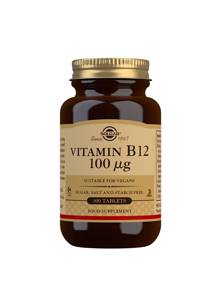 Solgar Vitamin 100 �g B12 Tablets - Pack of 100 - Easy to take form - For healthy nervous system, heart and mind - Red Blood Cell Formation - Vegan - BeesActive Australia