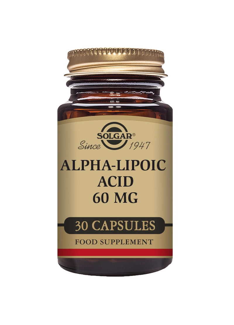 Solgar Alpha-Lipoic Acid 60 mg Vegetable Capsules - Pack of 30 - Strong Antioxidant Properties - Daily Support - Vegan, Kosher and Gluten-Free - BeesActive Australia