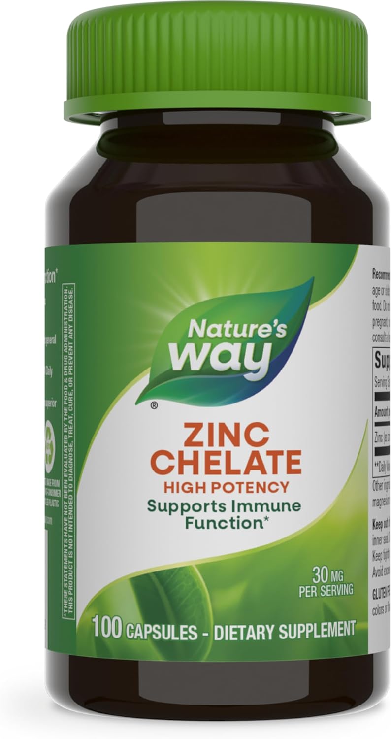Nature's Way Zinc Chelate 30 Mg Potency Enhanced Absorption 100 Capsules, 100 Count - BeesActive Australia